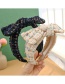 Fashion Lake Blue Woolen Checked Knit Bowknot Broadband Headband