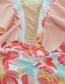 Fashion White Flower Sleeveless Lace-up Ruffled Mesh Print One-piece Swimsuit