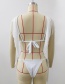 Fashion White Lace-up Tassel Sling Pleated Split Swimsuit