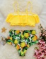 Fashion Yellow Shirt + Lemon Pleated Ruffled Sling Print Split Swimsuit