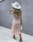 Fashion Pink Lapel Tie Mid-sleeve Dress