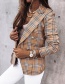 Fashion Khaki Large Lattice Long-sleeved Double-breasted Plaid Suit