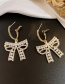 Fashion Gold Full Diamond Pearl Bow Stud Earrings