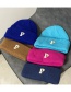 Fashion Lake Blue Letter Wool Knitted Beanie