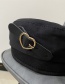 Fashion Black Octagonal Beret With Cotton Leather Buckle