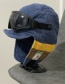 Fashion Black Corduroy Pilot Hat With Glasses