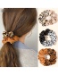Fashion Brown Pu Leather Leopard Print Stitching Pleated Hair Tie