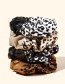 Fashion Black Pu Leather Leopard Print Stitching Pleated Hair Tie