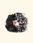 Fashion Brown Pu Leather Leopard Print Stitching Pleated Hair Tie