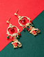 Fashion Circle Wreath Alloy Cane Santa Claus Ring Asymmetric Earrings