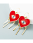 Fashion Red Alloy Drip Oil Love Eyes Tassel Earrings
