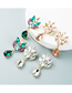 Fashion White Alloy Diamond Flower Geometric Stud Earrings