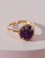 Fashion Round Shape Copper And Amethyst Faceted Ring