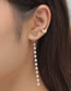 Fashion Gold Pearl Chain Butterfly Asymmetrical Stud Earrings
