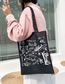 Fashion Black 2 Printed Large-capacity One-shoulder Handbag