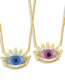 Fashion Blue Copper Inlaid Zirconium Eye Necklace