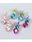 Fashion Blue-green Alloy Inlaid Colorful Diamond Love Geometric Stud Earrings