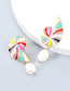 Fashion Color Alloy Drop Oil Geometric Pearl Earrings