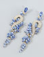 Fashion Blue Alloy Inlaid Rhinestone Geometric Earrings