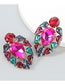 Fashion Rose Gold Alloy Inlaid Geometric Diamond Earrings