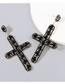 Fashion Silver Alloy Inlaid Rhinestone Cross Earrings