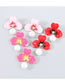 Fashion Rose Red Alloy Oil Drop Flower Pearl Earrings