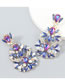 Fashion Ab Color Alloy Inlaid Diamond Flower Stud Earrings