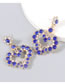 Fashion Blue Alloy Inlaid Rhinestone Love Earrings