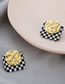 Fashion Gold Geometric Black And White Checkered Earrings