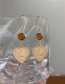 Fashion Gold Amber Round Bead Love Stud Earrings
