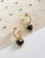 Fashion Black Black Gold Love Earrings