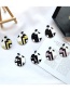 Fashion Black Stitching Round Contrast Color Stud Earrings