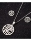 Fashion Gold Stainless Steel Hollow Tree Of Life Stud Earring Necklace Three-piece Set