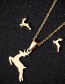 Fashion Gold Stainless Steel Christmas Deer Necklace And Earring Set