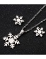 Fashion Steel Color Three-piece Stainless Steel Christmas Snow Flower Stud Earrings Necklace