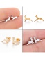 Fashion Rose Gold Christmas Fawn Stainless Steel Stud Earrings