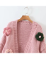 Fashion Pink Floral Knitted Stitching Sweater Cardigan