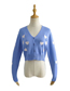 Fashion Blue Love Embroidered Knitted Jacket