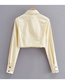 Fashion Beige Labeled Lapel Long-sleeved Single-breasted Top