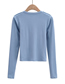 Fashion Blue Solid Color Stitching Long-sleeved Blouse