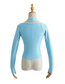 Fashion Blue Halterneck Fake Two-piece Long-sleeved Top