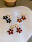 Fashion Black Flowers Flocking Flower Love Pearl Stud Earrings
