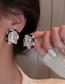 Fashion Square Rhinestone Check Square Diamond Stud Earrings