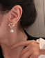 Fashion Gold Alloy Diamond Double Love Pearl Stud Earrings