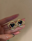 Fashion Gold Color Diamond Heart Square Hollow Stud Earrings