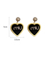 Fashion Green Lacquered Love Stud Earrings With Diamond Letters