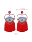 Fashion Red Alloy Diamond Eye Heart Tassel Stud Earrings