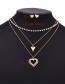 Fashion Gold Titanium Steel Pearl Multi-layer Love Necklace Set