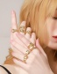 Fashion Z Real Gold Plated Zircon Strap Letter Open Ring