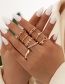 Fashion Gold Set Of 8 Diamond Geometric Rings